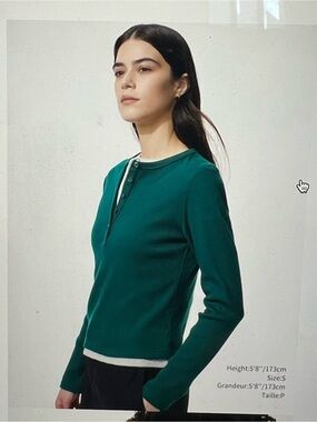 Uniqlo Teal Green Long-Sleeve Henley Top